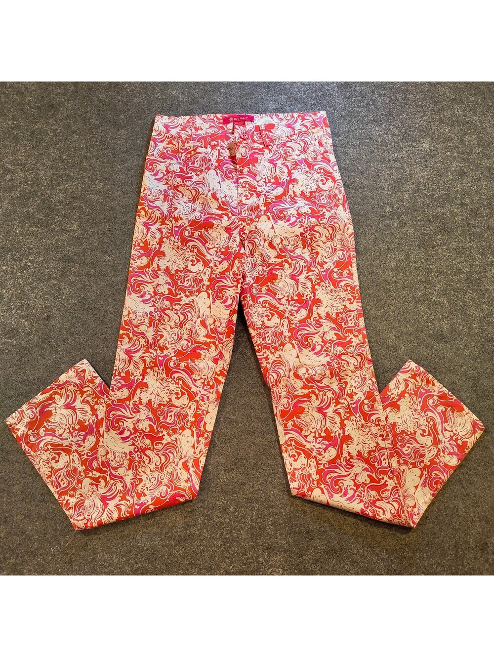 NWT Key West Peggy Printed Pants Size 6 Fancy Free Pink Orange Abstract